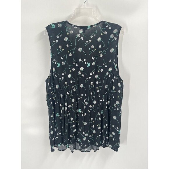 Torrid Black Floral Embroidered Sleeveless Top Boho Tassel Sz 3X - Picture 6 of 6
